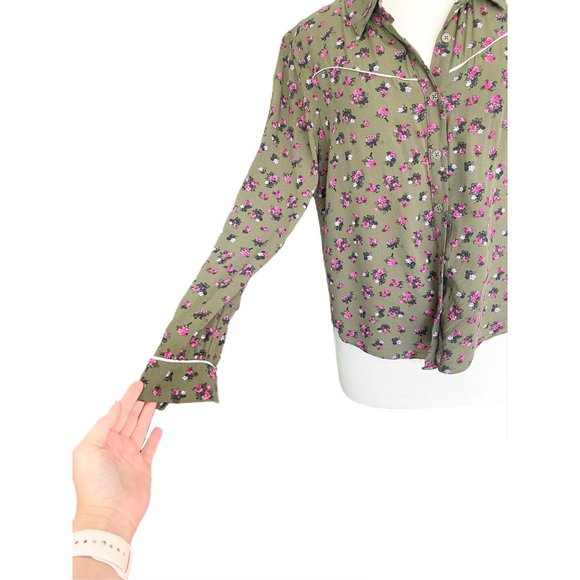 Wild Fable Green Western Style Button Up Floral To - Picture 3 of 5